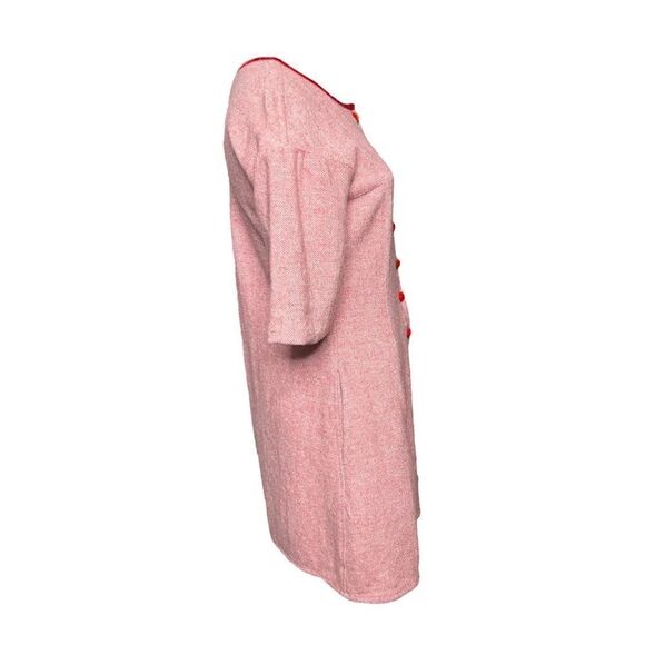 Elizabeth Lau Vintage Red Wool Mini Dress Dorset Buttons Short Sleeves Womens 8 - Picture 3 of 5